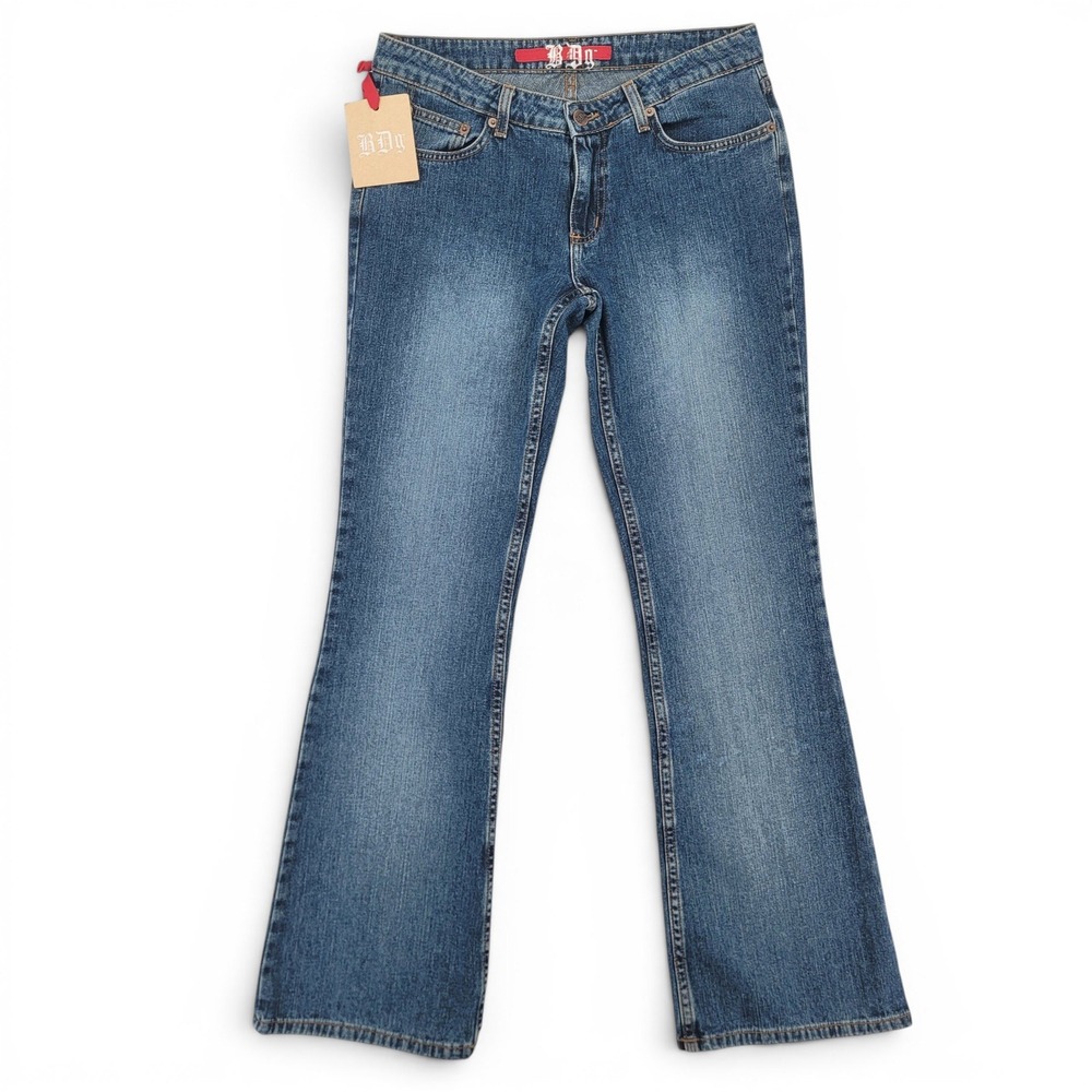 BDG Urban Outfitter Jeans 7 Bootcut Low Rise Blue Y2K Flare Stretch Vintage Wash